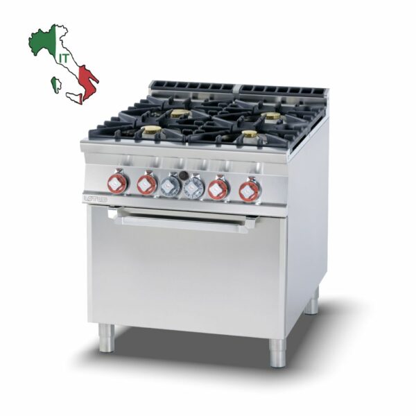 Κουζίνα αερίου 4 εστιών με φούρνο ηλεκτρικό στατικό CF4-98GE