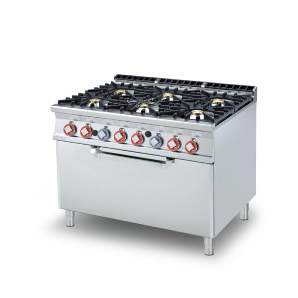 Κουζίνα αερίου 6 εστιών με φούρνο αερίου στατικό CF6-912G
