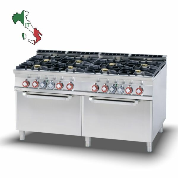 Κουζίνα αερίου 8 εστιών με 2 φούρνους αερίου στατικούς CF8-916GV